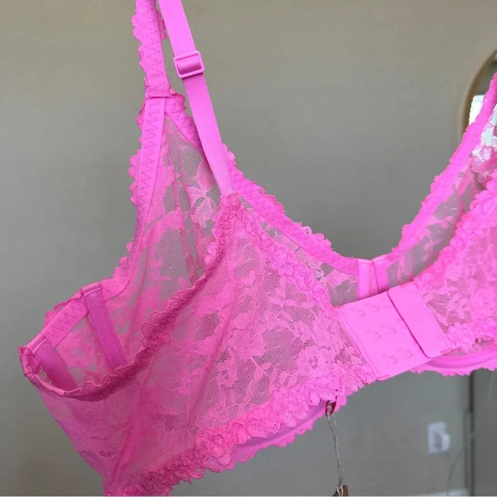 Skims Stretch‎ lace Intimates Underwire Scoop bra Pink BA-SCP-3575 size 46DD - Picture 8 of 8